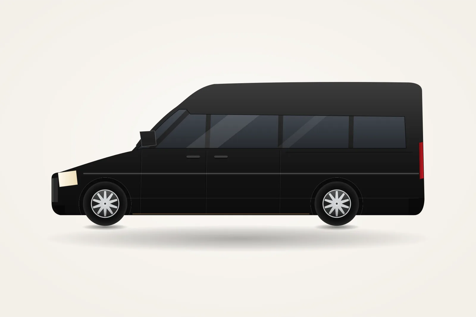 Representative illustration of a black executive Sprinter van